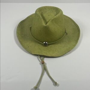Old County Road Green Straw Hat with Decorative Band One Size